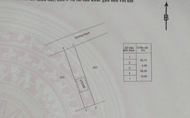 thửa đất 564m2 (có sẵn 100m2 thổ cư) # 10m mặt tiền đường nhựa (dài 56m) xã Phước Hội, huyện Đất Đỏ